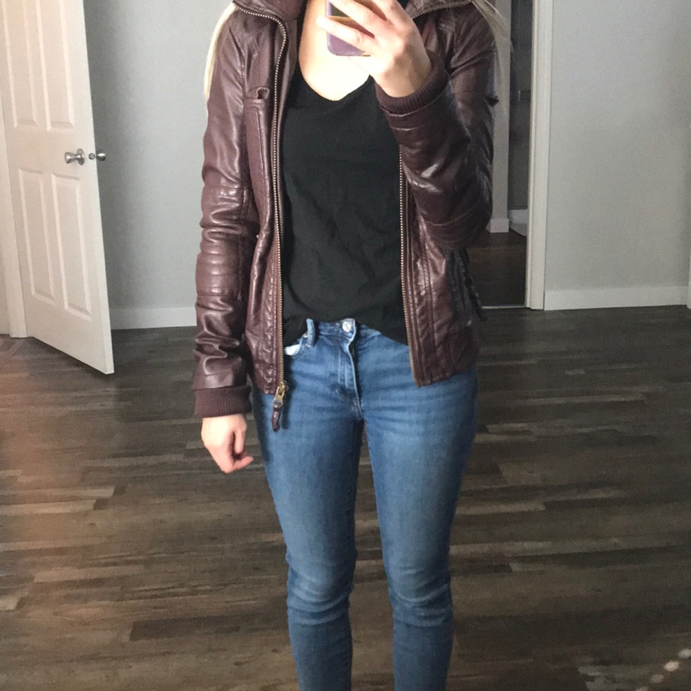 Maroon bomber jacket